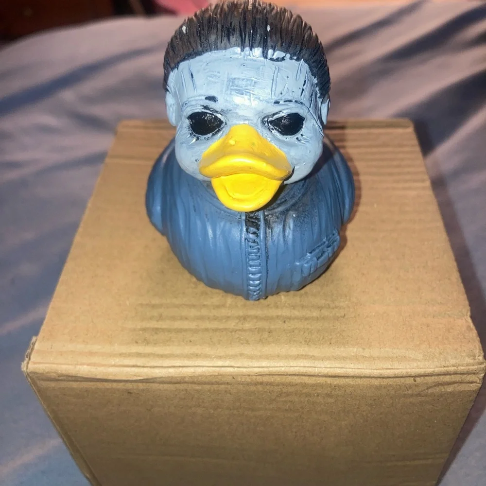 Michael Myers Resin Duck with Blue Jacket and Yellow Beak - Picture 1 of 4